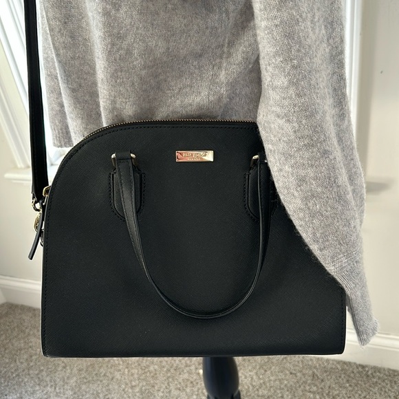 kate spade new york Laurel Way Leather Reiley Satchel, Black, Like New - Picture 1 of 12